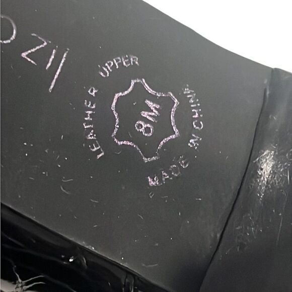 Liz Claiborne Bea Dark Blue Patent Leather Croc Embossed Slingback Heels Size 8 - Picture 9 of 10